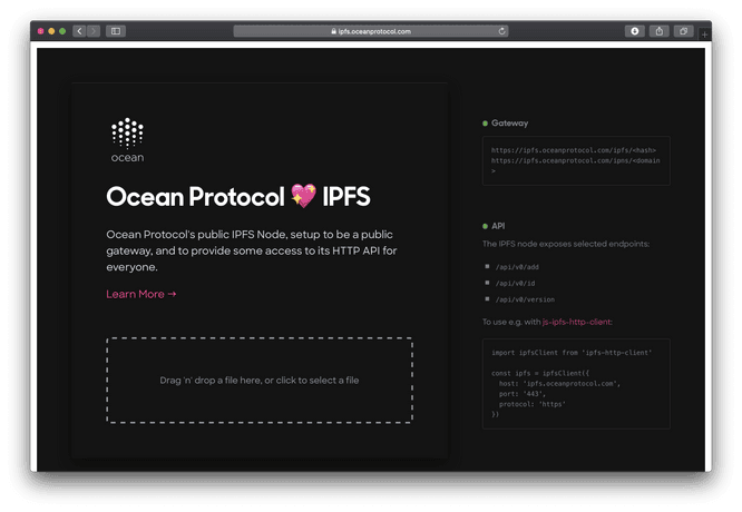 Frontpage for ipfs.oceanprotocol.com